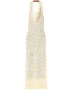 SIR. Celestino Pointelle-Knit Halterneck Maxi Dress - White
