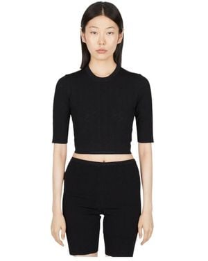 Rabanne Monogram Patterned Cropped Knitted Top - Black