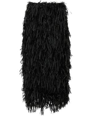Co. Textured Fringe Skirt - Black