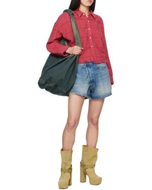 R13 Belt Loop Denim Shorts - Red