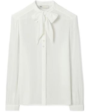 Tory Burch Georgette Bow Blouse - White