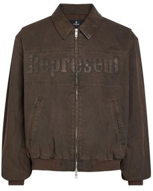 Represent Logo-Appliquéd Cotton-Twill Bomber Jacket - Brown
