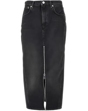 Haikure Midi Denim Midi Skirt - Black