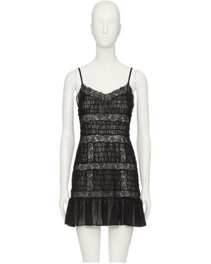 Valentino Lace Trim Ruffled V-Neck Dress - Black