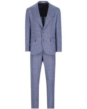 Brunello Cucinelli Single-Breasted Tailored Suit - Blue