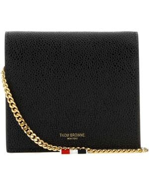 Thom Browne Rwb Stripe Strapped Wallet - Black