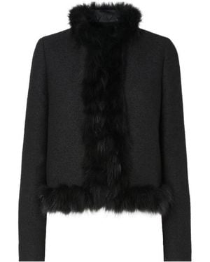 Fendi Jacket Wool And Fox Fur Blouson - Black