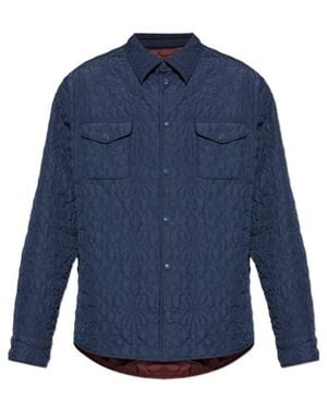 Etro Long Sleeved Quilted Overshirt - Blue