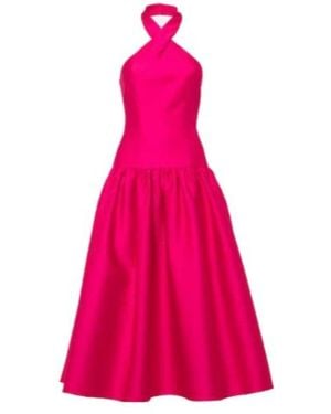 Roland Mouret Halterneck Taffeta Midi Dress - Pink