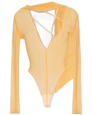 Jacquemus Le Body Abanaba Asymmetric Strappy Bodysuit - White