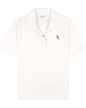 Sporty & Rich Logo Short-Sleeve Polo Shirt - White