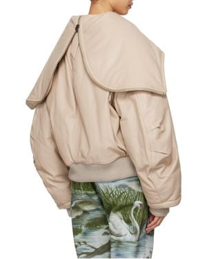 The Attico Biege Padded Leather Bomber Jacket - Multicolour