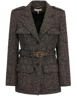 Chloé Blend Chevron Military Jacket - Black