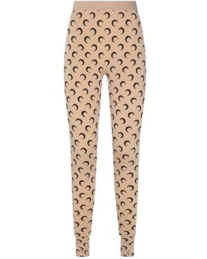 Marine Serre Moon Pattern Leggings - Natural