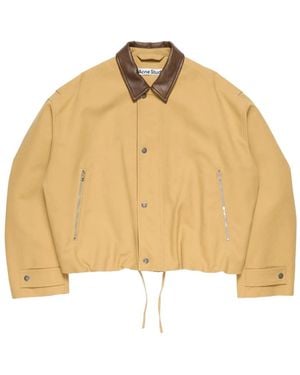 Acne Studios Faux Leather Collar Jacket - Natural