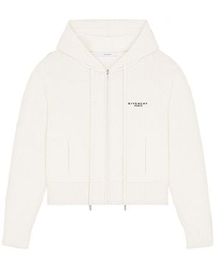 Givenchy Paris Signature Embroidered Zipped Hoodie - White