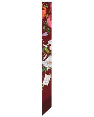 Gucci Printed Silk Twill Neck Bow - White