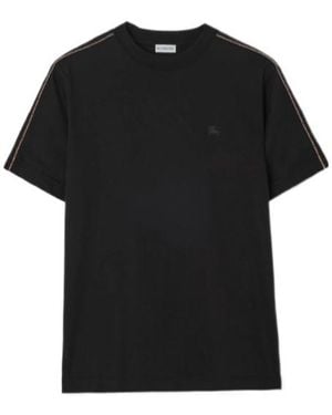Burberry Check Piping Crewneck T-Shirt - Black