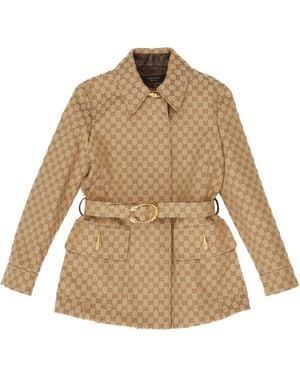 Gucci Monogram Belted Jacket - Natural
