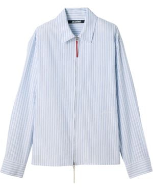 Jacquemus Striped Zip-Up Shirt - Blue
