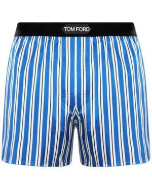 Tom Ford Elasticated Waistband Striped Loungewear - Blue