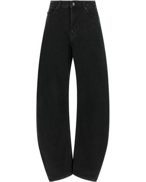 ROTATE BIRGER CHRISTENSEN Draped Barrel Leg Denim Jeans - Black