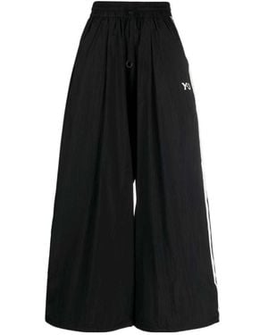 Y-3 Logo-Print Wide-Leg Trousers - Black