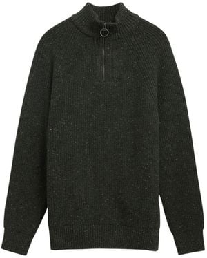 Barbour Essentials Fleck Wool Half-Zip Pullover - Green
