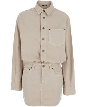 Haikure Tamu Dress With Drop Shoulders - Natural