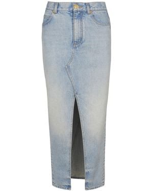 Balmain Denim Midi Skirt - Blue
