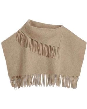 By Malene Birger Fringed Edge Cropped Poncho - Natural