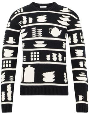 JW Anderson Jw Anderson All-Over Patterned Crewneck Jumper - Black