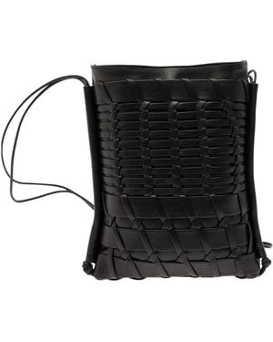 Hereu Trena Interwoven Designed Crossbody Bag - Black