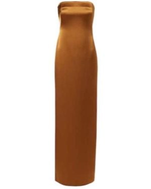 Galvan London Satin Bustier Gown - Brown