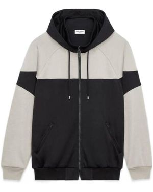 Saint Laurent Zip Up Hooded Track Jacket - Black