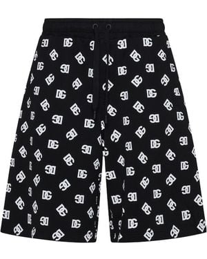 Dolce & Gabbana All-Over Dg Printed Drawstring Shorts - Blue