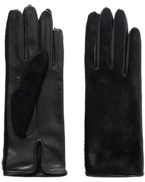 Nour Hammour Calf Hair And Leather Gloves - Black
