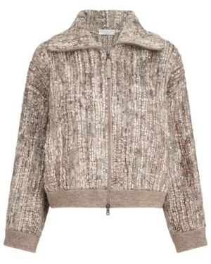 Brunello Cucinelli Embellished Zip-Up Jacket - Brown