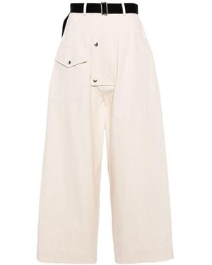 Plan C High-Waist Wide-Leg Pants - White