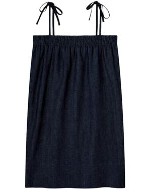 A.P.C. Tie-Strap Smocked Dress - Blue