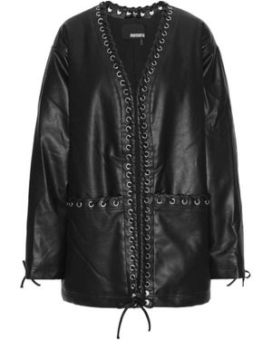 ROTATE BIRGER CHRISTENSEN Eyelet-Embellished Faux-Leather Coat - Black