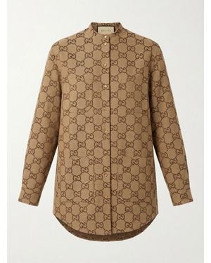 Gucci Gg Supreme Monogram Buttoned Shirt - Natural