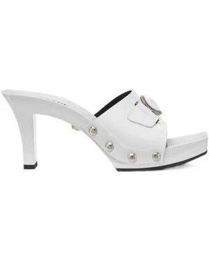 Versace Medusa Head Open-Toe Mules - White