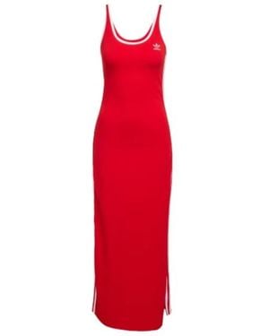 adidas Originals Adicolor 3-Stripes Tank Maxi Dress - Red