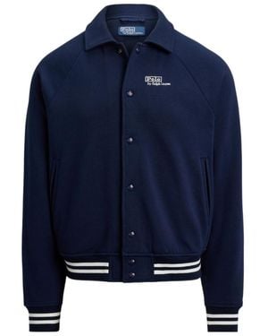Polo Ralph Lauren Striped-Trim Bomber Jacket - Blue