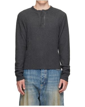 424 Waffle Henley Shirt - Grey