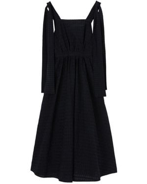 MSGM Bow-Detailed Square Neck Dress - Black
