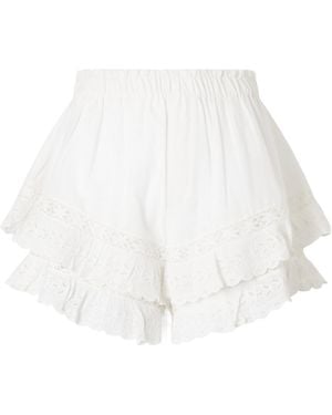 Sea Eliza Embroidered Cotton-Blend Shorts - White