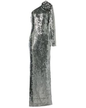 Roland Mouret Floral-Appliqué Sequined Gown - Grey