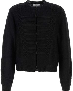 McQueen Long Sleeved Crewneck Buttoned Cardigan - Black